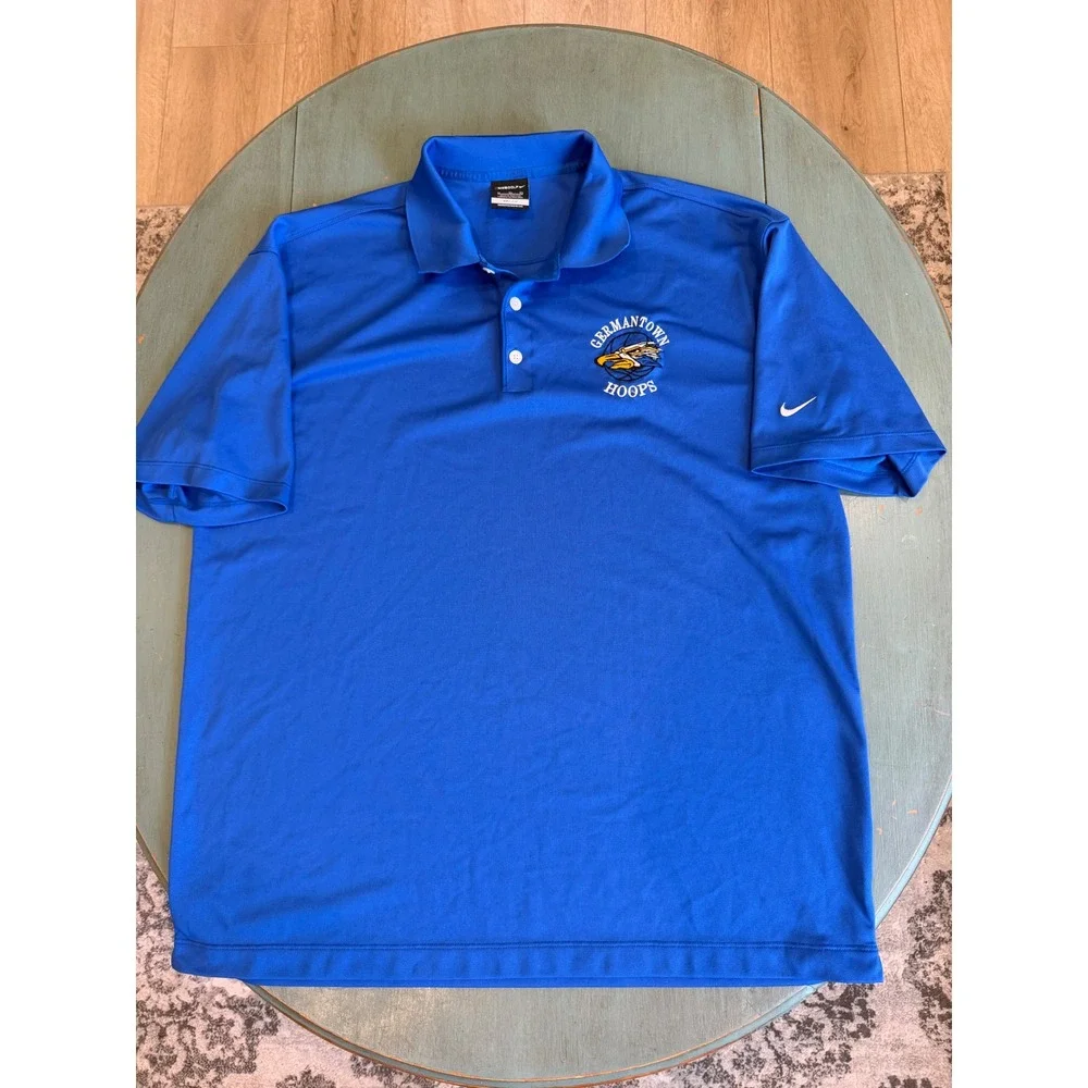 Nike Golf Mens XL Blue Germantown Hoops Dri-FIT Polo Shirt 203690-493